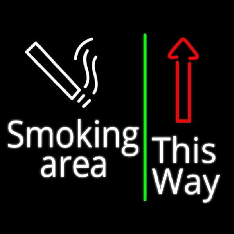 Smoking Area This Way Neon Skilt