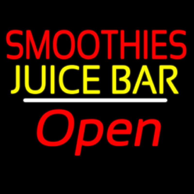 Smoothies Juice Bar Open White Line Neon Skilt