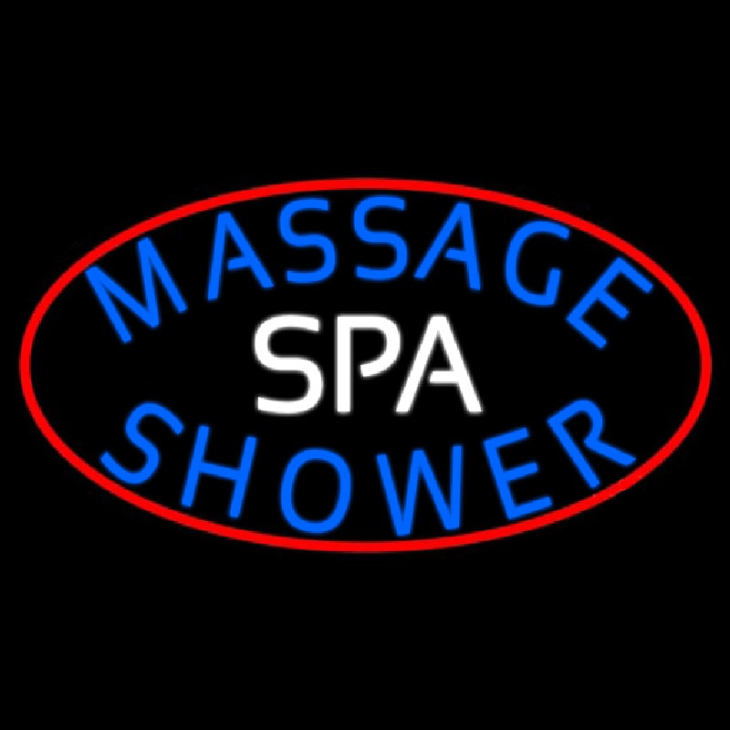 Spa Massage With Red Border Neon Skilt