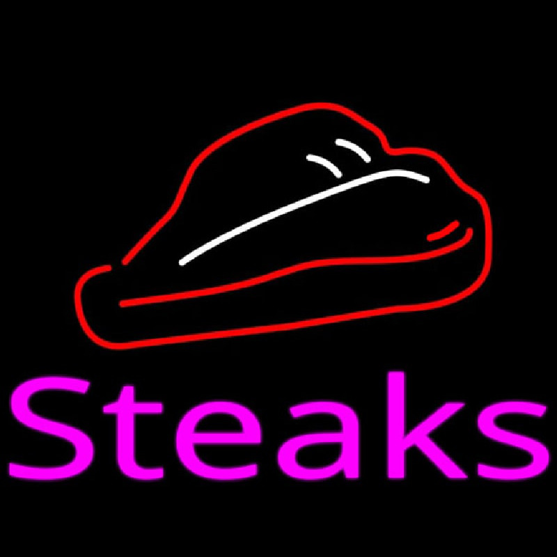 Steak Logo Pink Neon Skilt