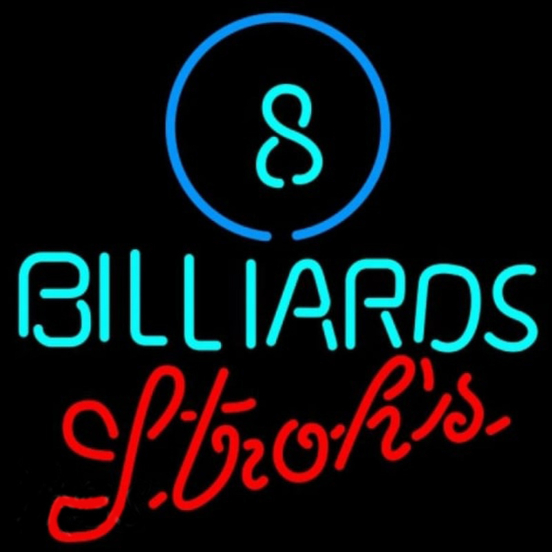 Strohs Ball Billiards Pool Beer Sign Neon Skilt