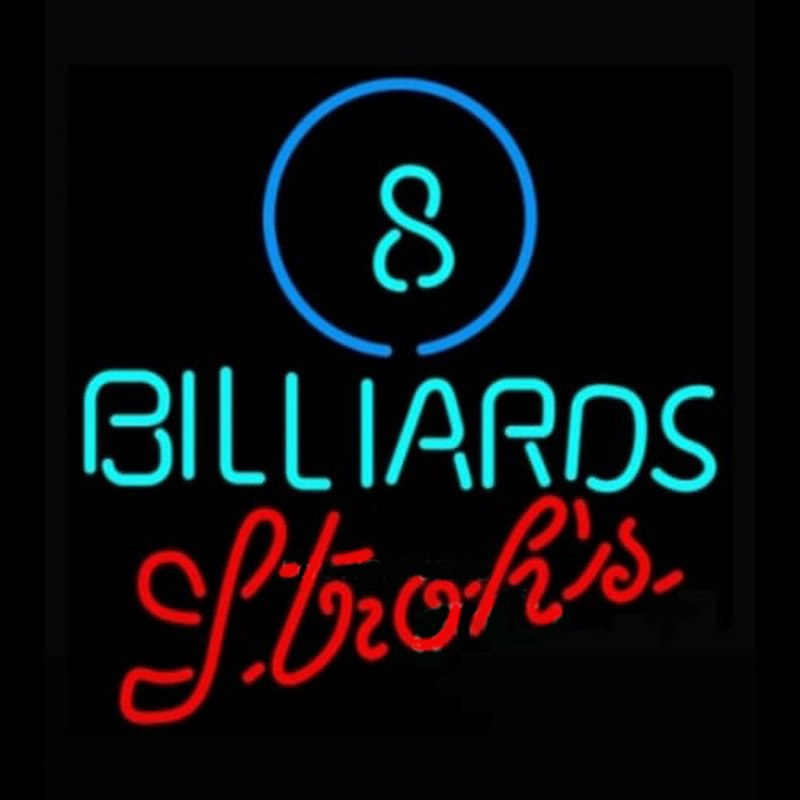 Strohs Ball Billiards Pool Neon Skilt