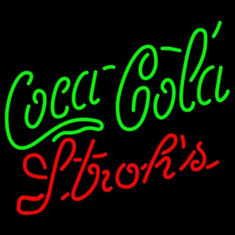 Strohs Coca Cola Green Beer Sign Neon Skilt