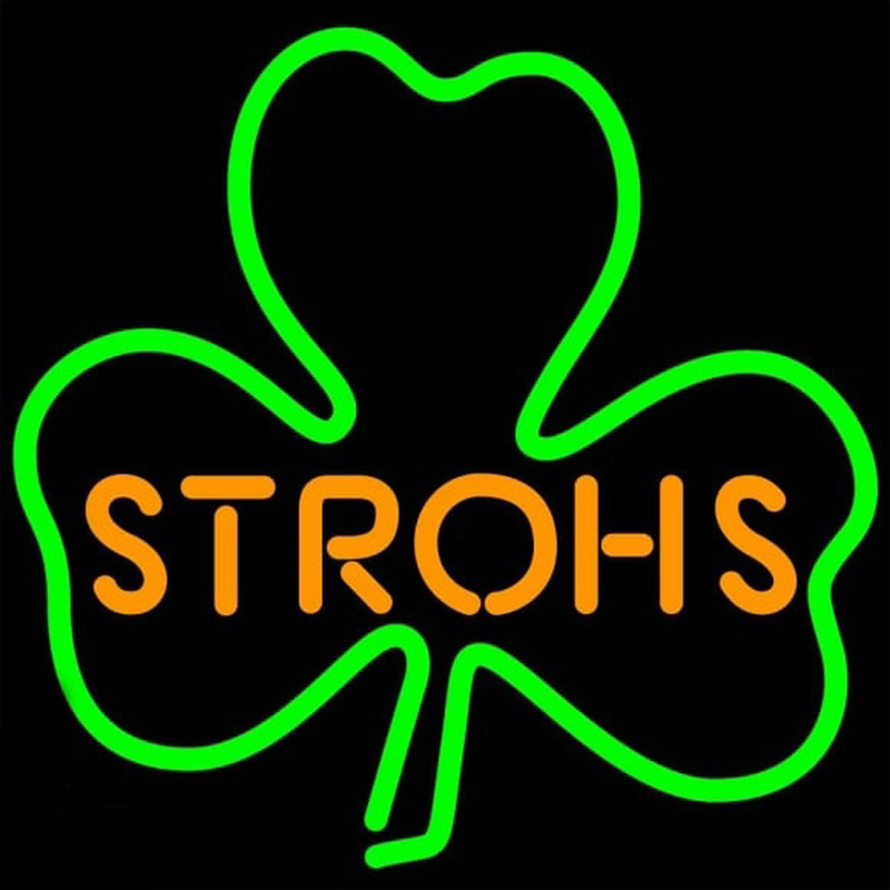 Strohs Green Clover Beer Sign Neon Skilt