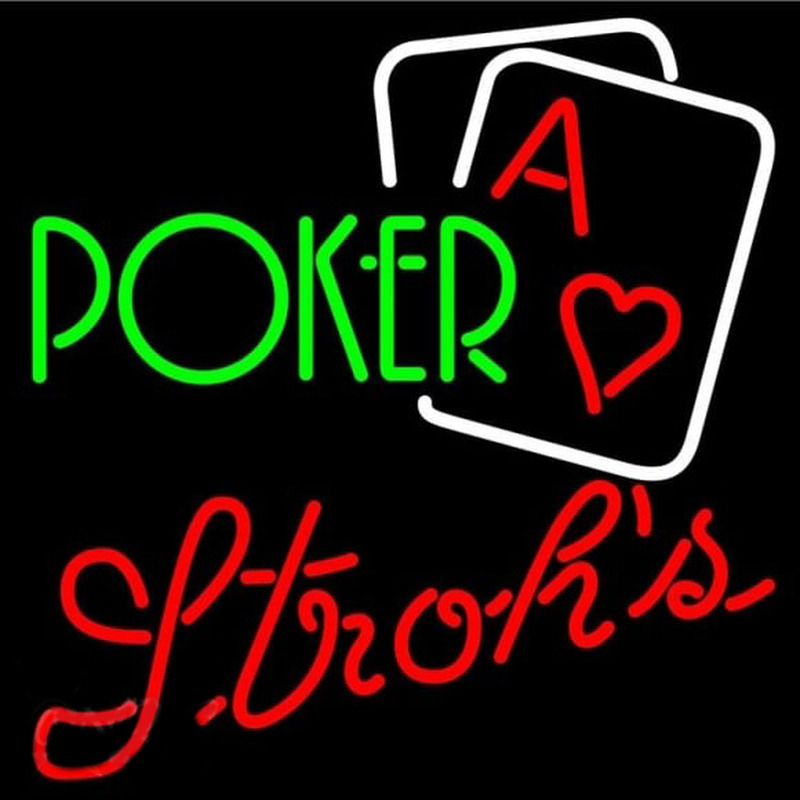 Strohs Green Poker Beer Sign Neon Skilt