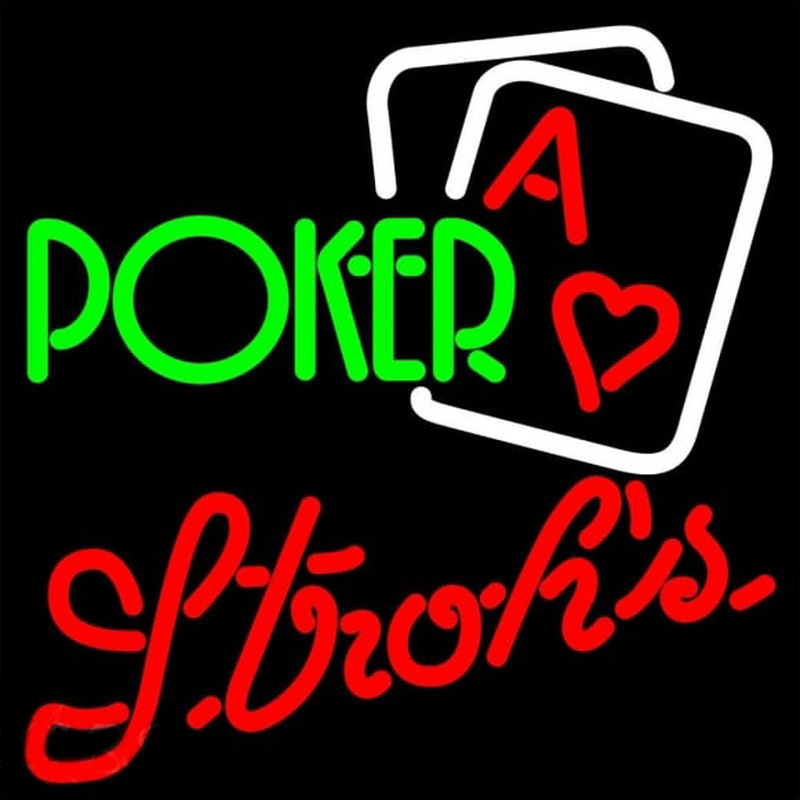 Strohs Green Poker Beer Sign Neon Skilt