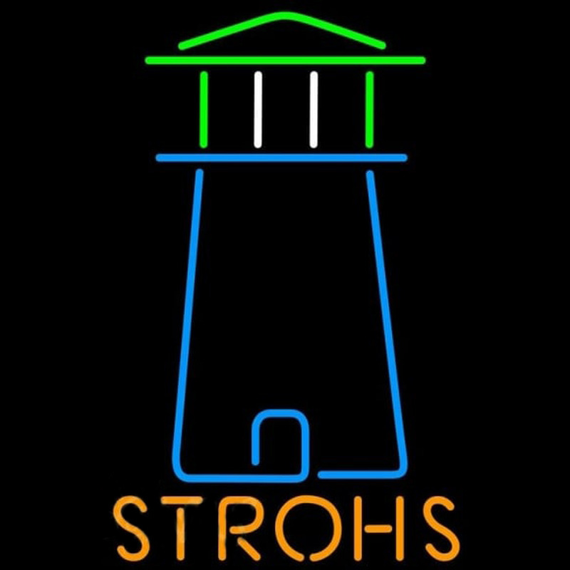 Strohs Lighthouse Art Beer Sign Neon Skilt