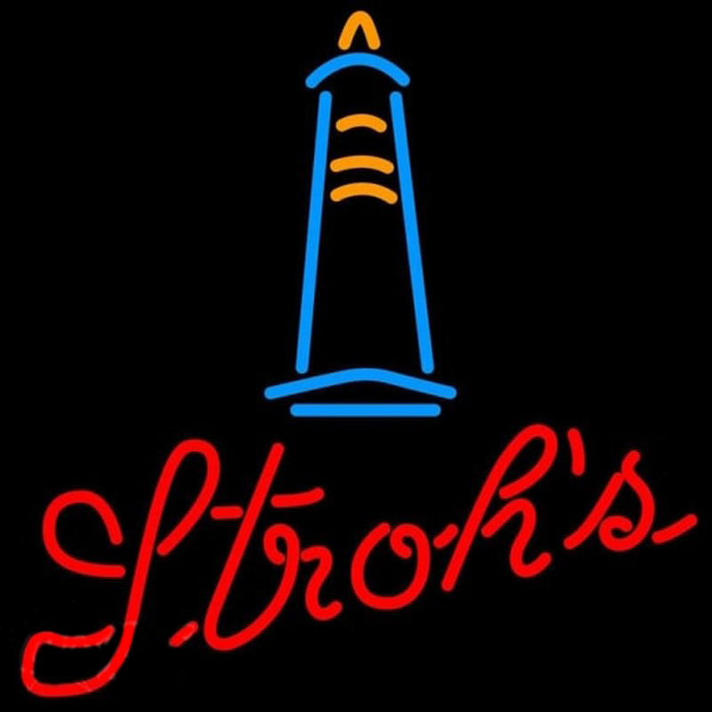 Strohs Lighthouse Beer Sign Neon Skilt