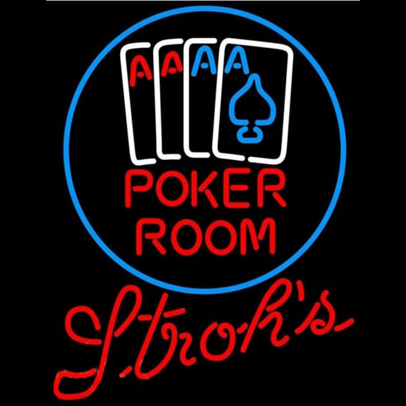 Strohs Poker Room Beer Sign Neon Skilt