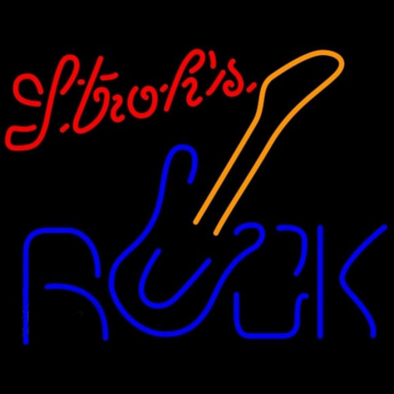 Strohs Rock Guitar Beer Sign Neon Skilt