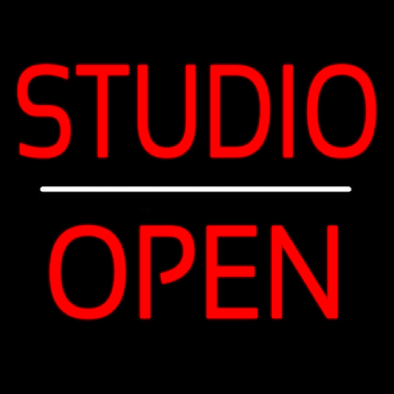 Studio Open White Line Neon Skilt