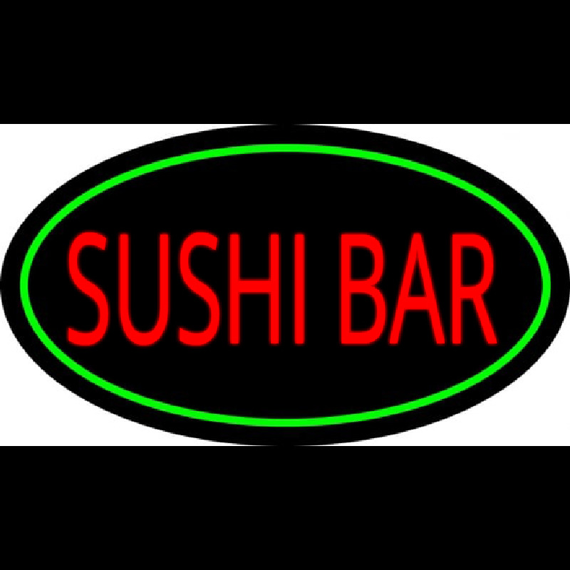 Sushi Bar Oval Green Neon Skilt