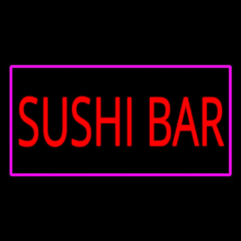 Sushi Bar Rectangle Pink Neon Skilt