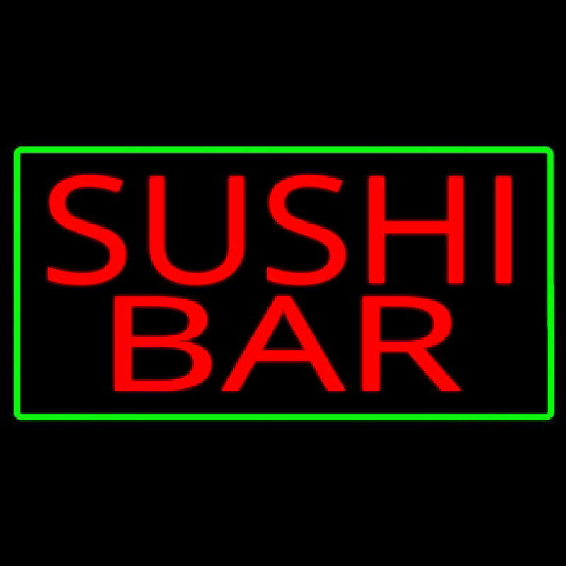 Sushi Bar With Green Border Neon Skilt