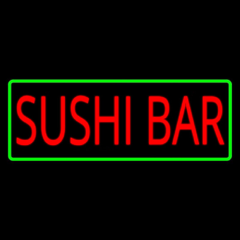 Sushi Bar With Green Border Neon Skilt