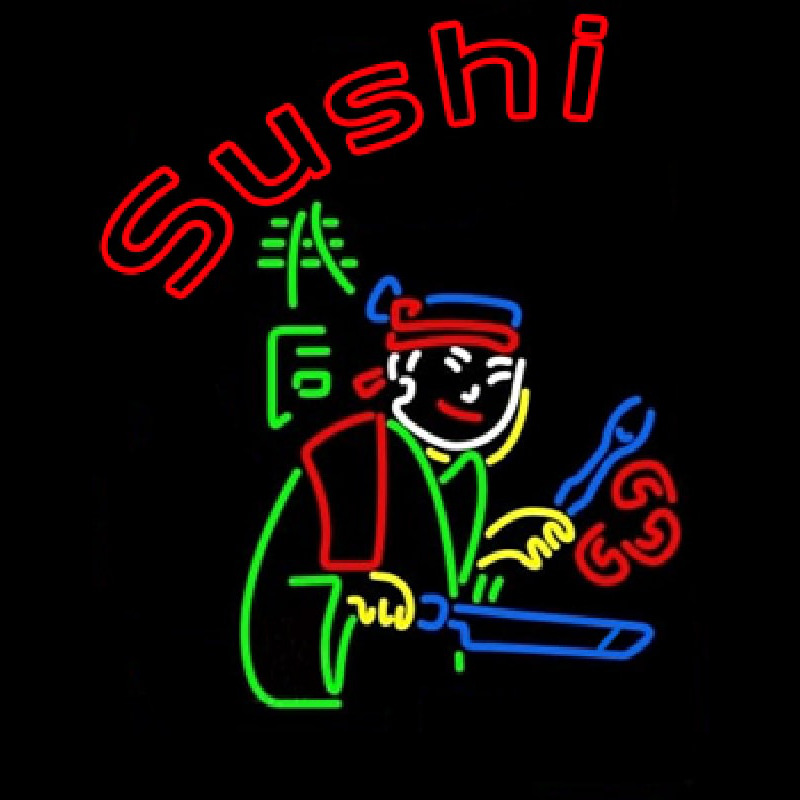 Sushi Chef Logo Neon Skilt