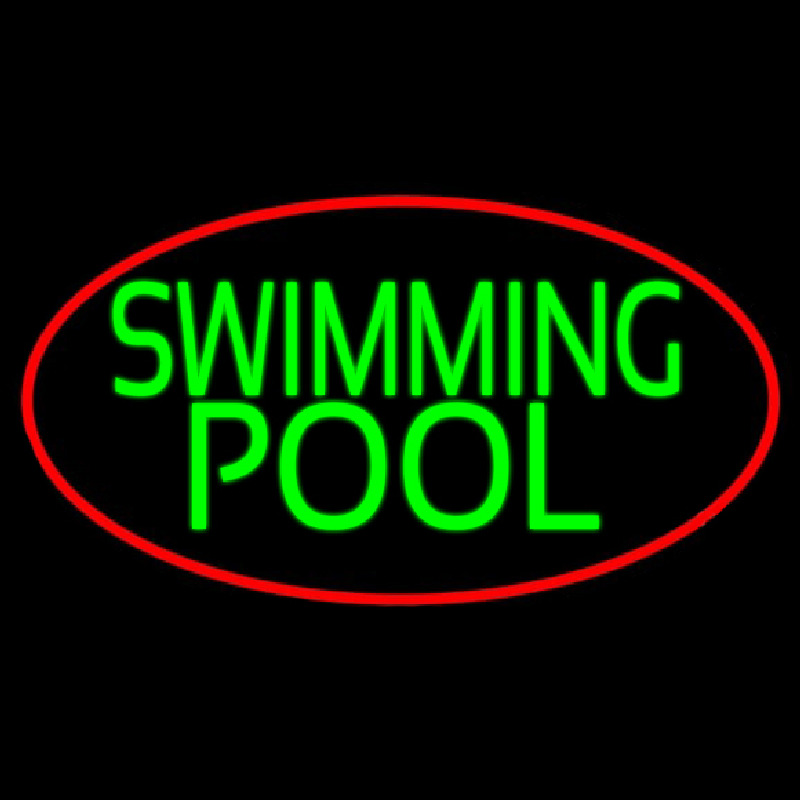 Swimming Pool With Red Border Neon Skilt
