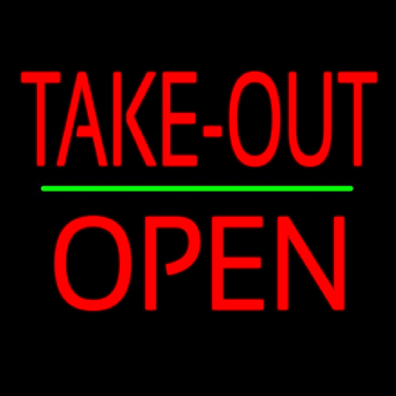 Take Out Block Open Green Line Neon Skilt