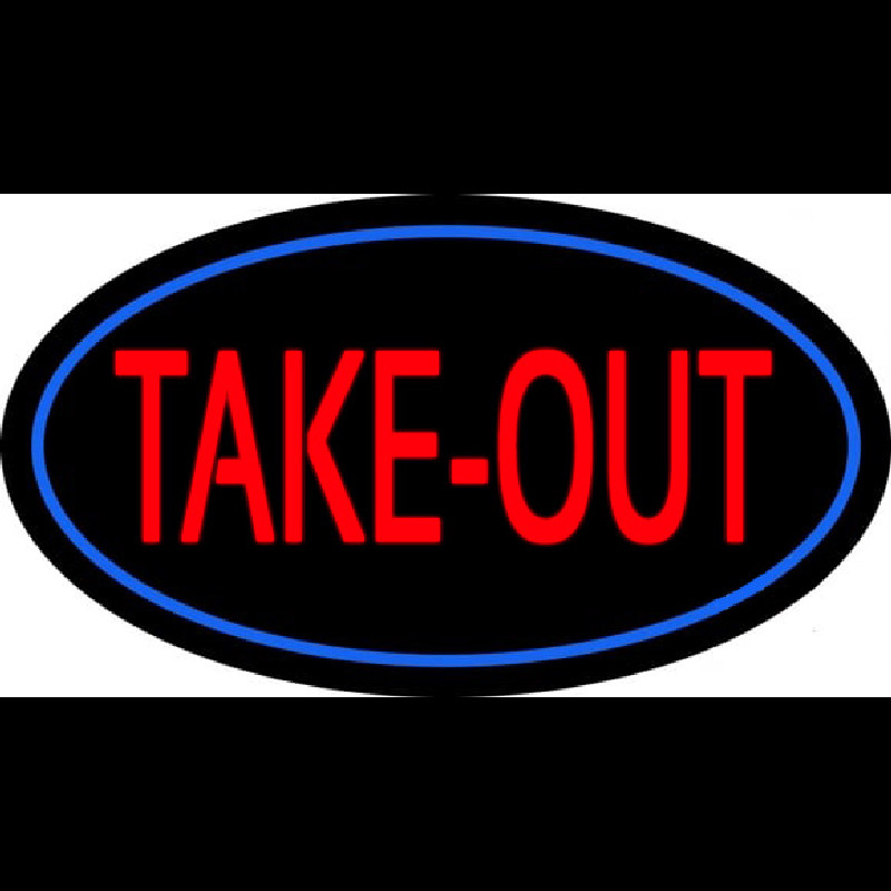 Take Out Oval Neon Skilt