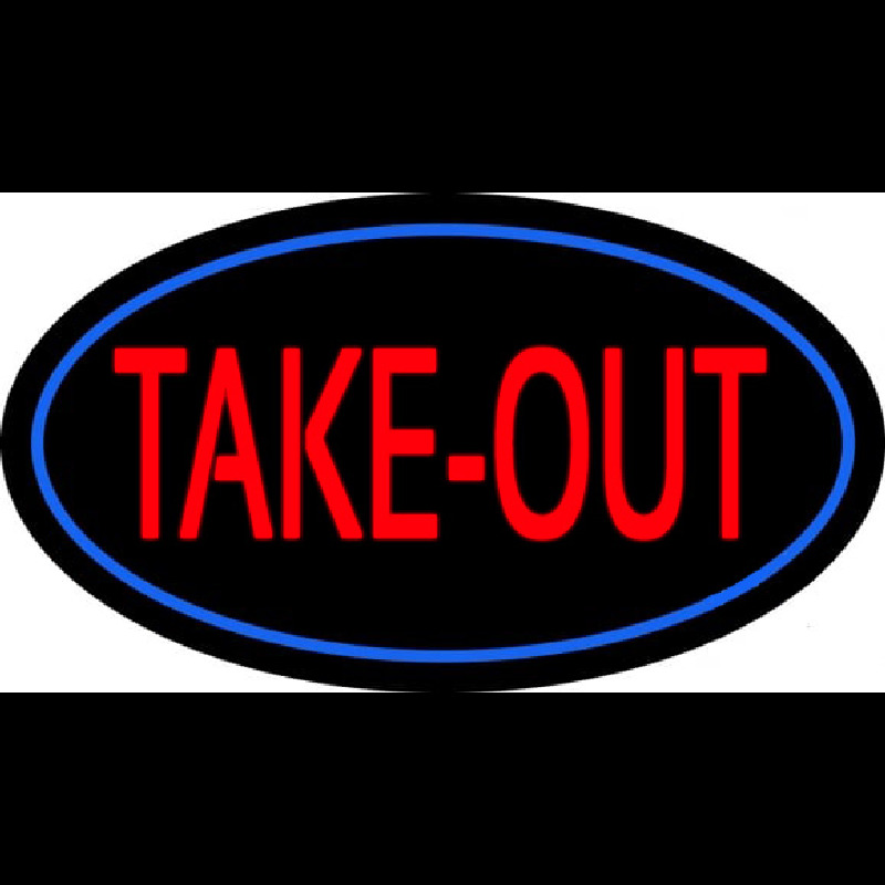 Take Out Oval Neon Skilt