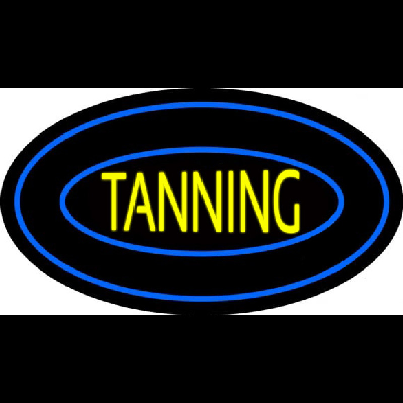 Tanning Double Oval Blue Border Neon Skilt