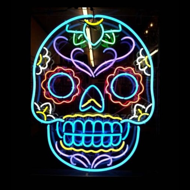 Tattoo Skull Neon Skilt