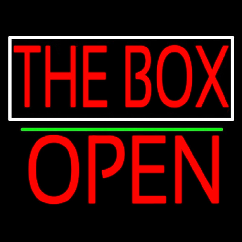 The Bo  Block With White Border With Open 1 Neon Skilt