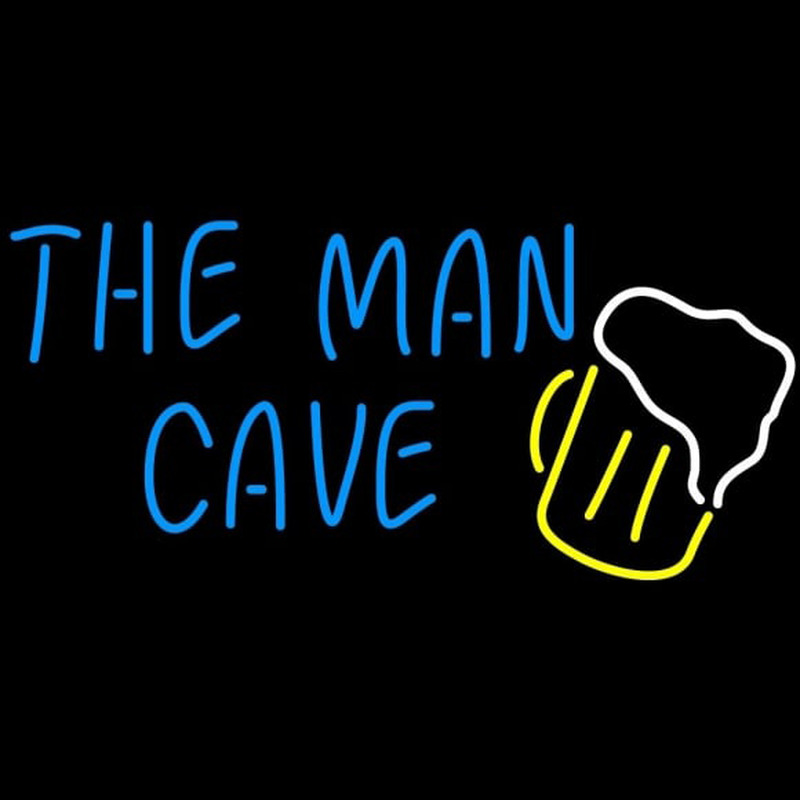 The Man Cave Glass Neon Skilt