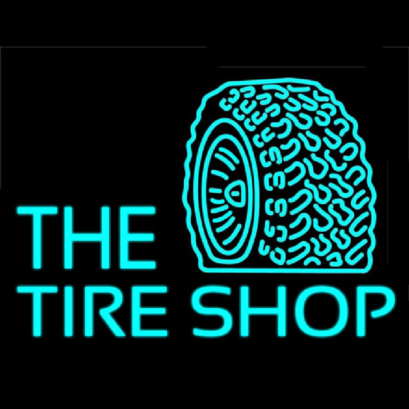 The Tire Shop Turquoise Logo Neon Skilt