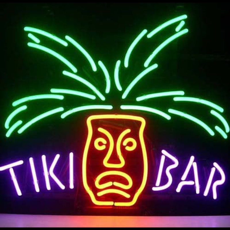 Tiki Bar Paradise Palm Øl Bar Åben Neon Skilt