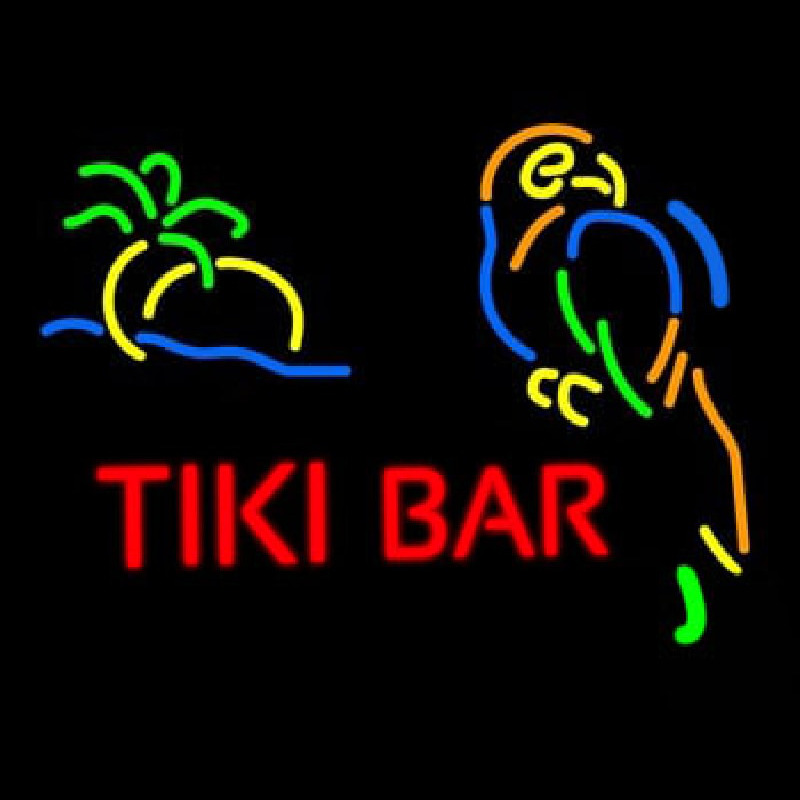 Tiki Bar With Parrot Neon Skilt