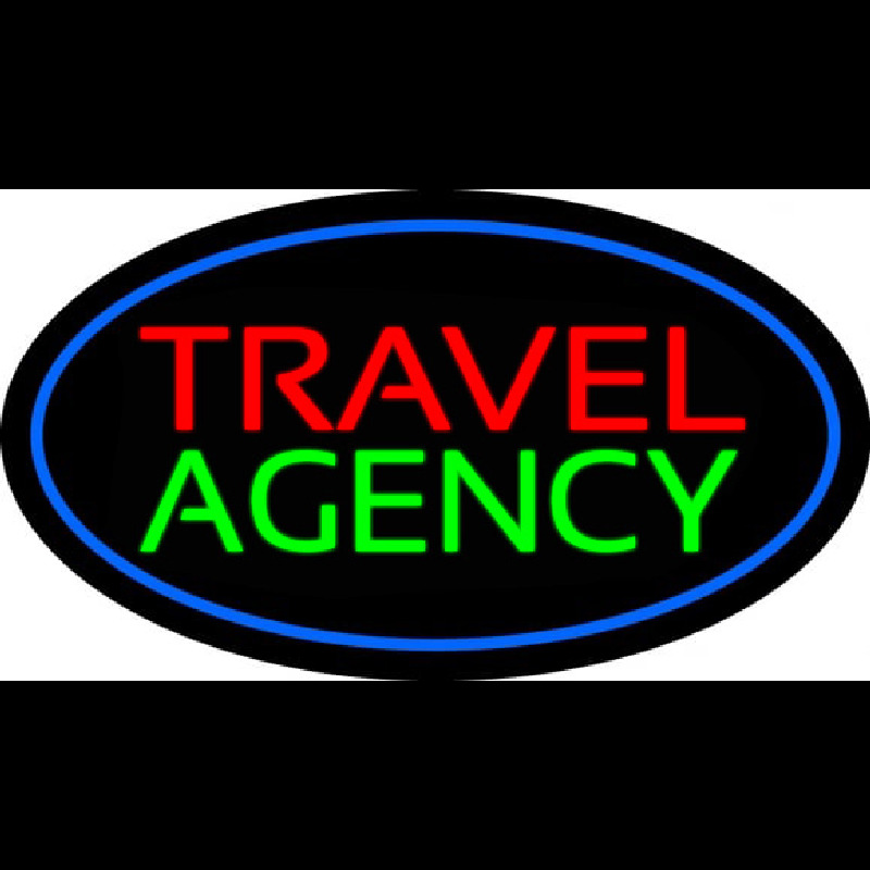 Travel Agency Blue Oval Neon Skilt