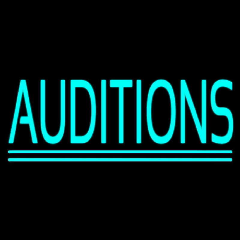 Turquoise Auditions Double Line Neon Skilt