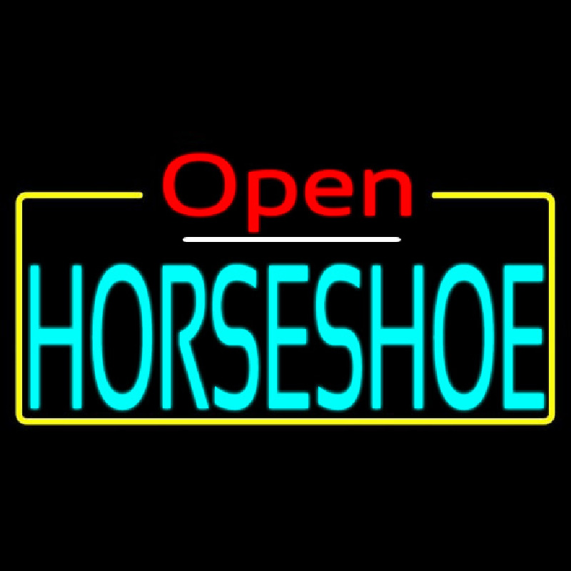 Turquoise Horseshoe Open Neon Skilt