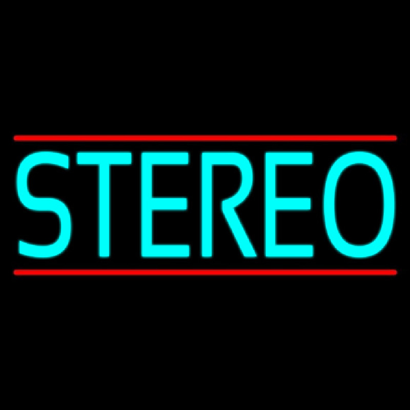 Turquoise Stereo Block Red Line Neon Skilt