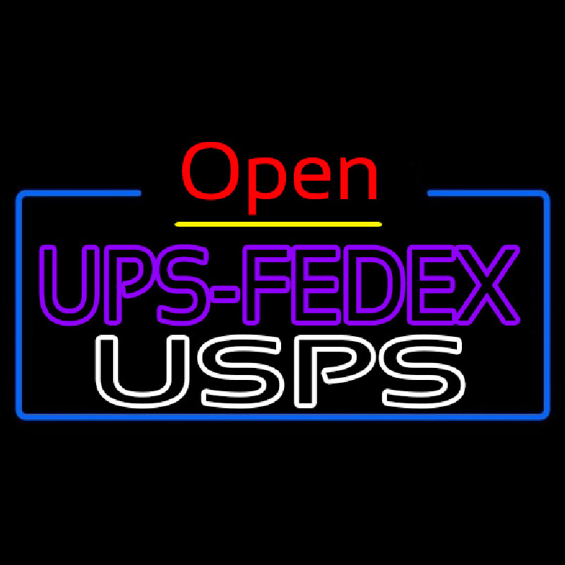 Ups Fede  Usps With Open 4 Neon Skilt