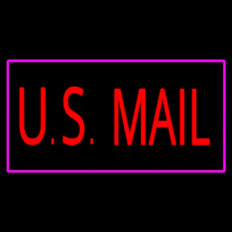 Us Mail Rectangle Purple Neon Skilt