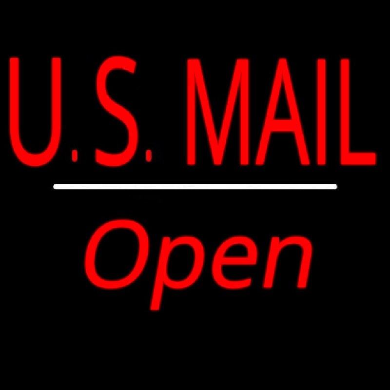 Us Mail Script1 Open White Line Neon Skilt