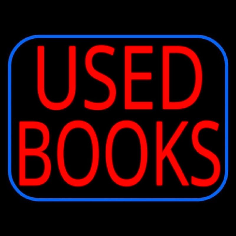 Used Books With Blue Border Neon Skilt