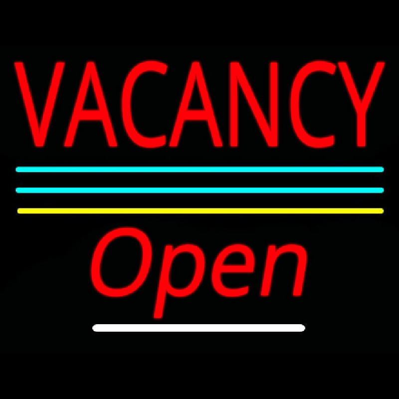 Vacancy Script2 Open Yellow Line Neon Skilt