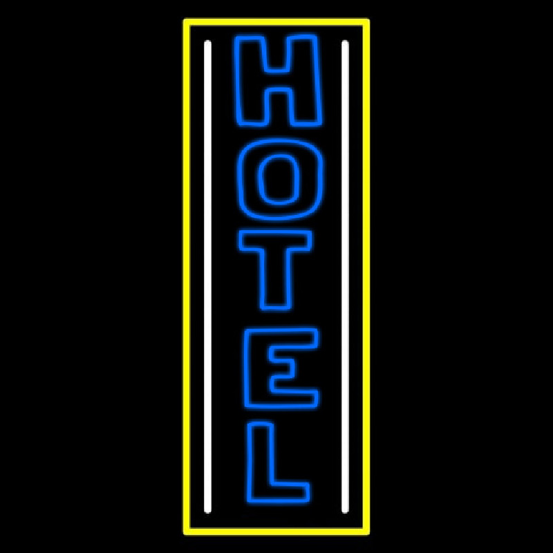 Vertical Blue Double Stroke Hotel 1 Neon Skilt