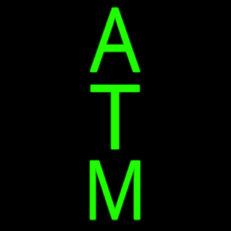 Vertical Green Atm Neon Skilt