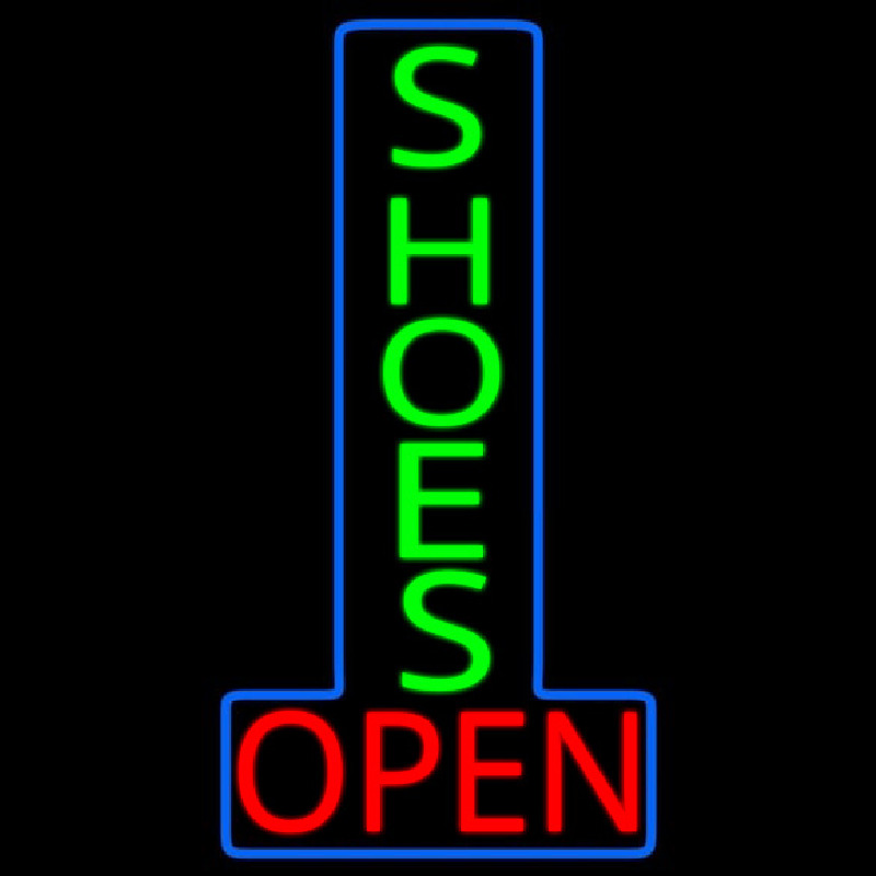 Vertical Green Shoes Open Neon Skilt