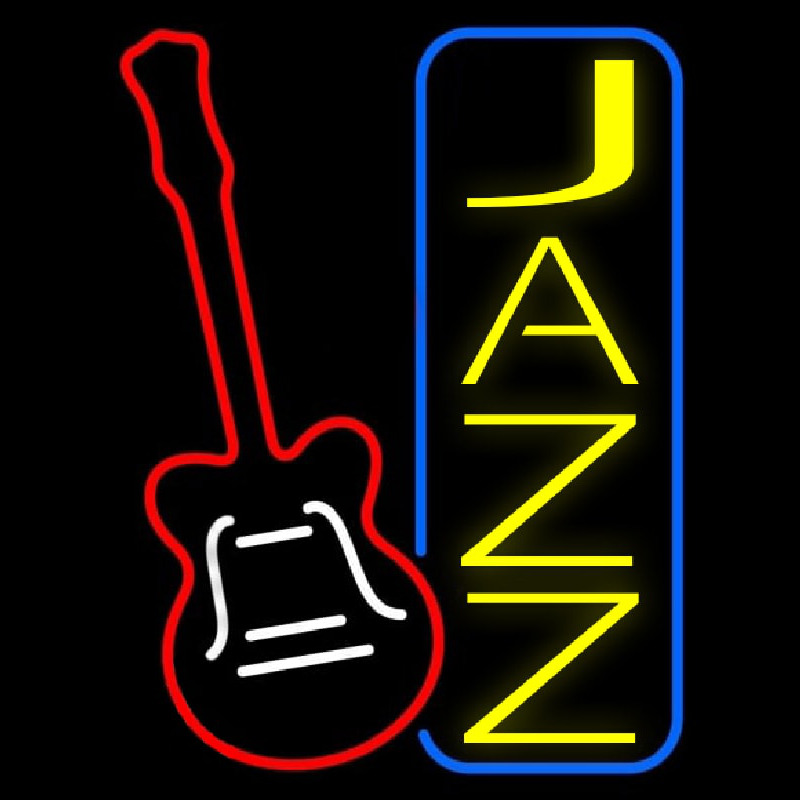 Vertical Jazz With Guitar 2 Neon Skilt