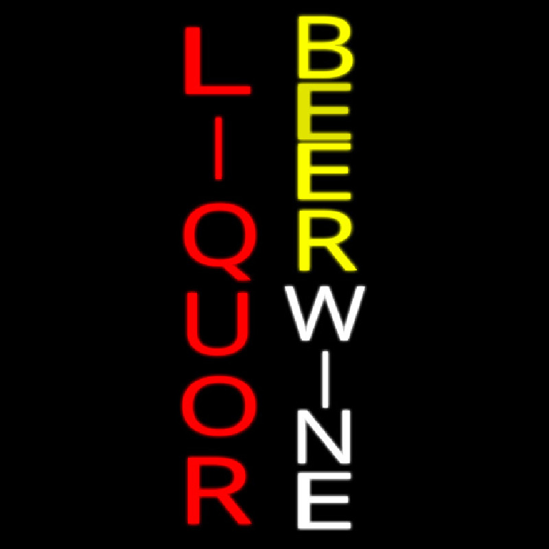 Vertical Liquor Beer Wine Neon Skilt