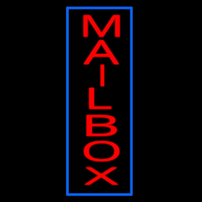 Vertical Mailbo  Blue Border Neon Skilt