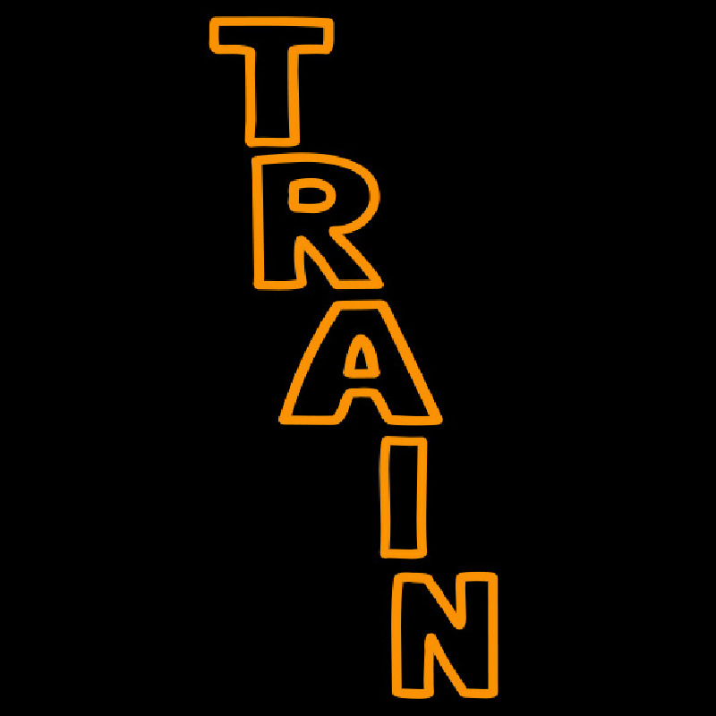 Vertical Orange Train Neon Skilt