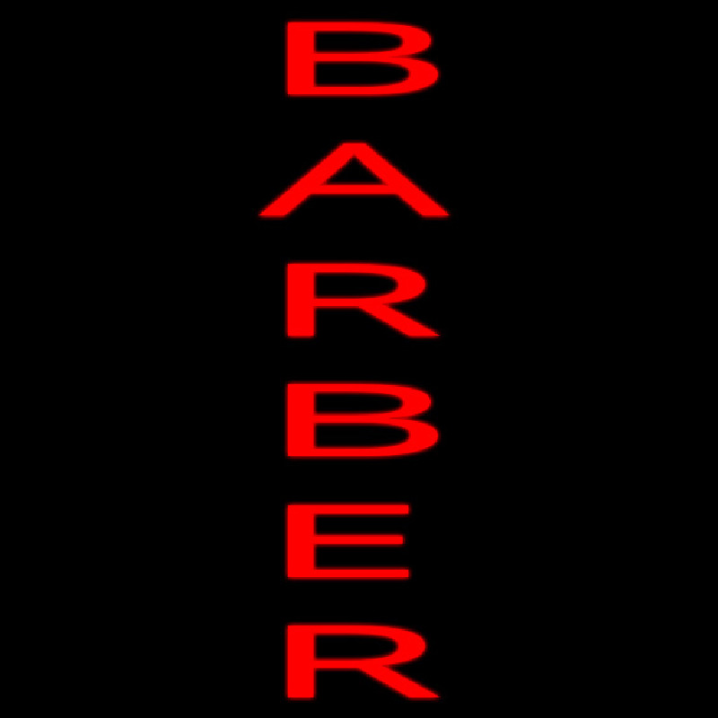 Vertical Red Barber Neon Skilt