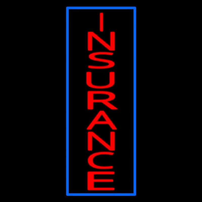 Vertical Red Insurance Blue Border Neon Skilt