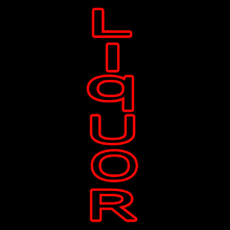 Vertical Red Liquor Neon Skilt